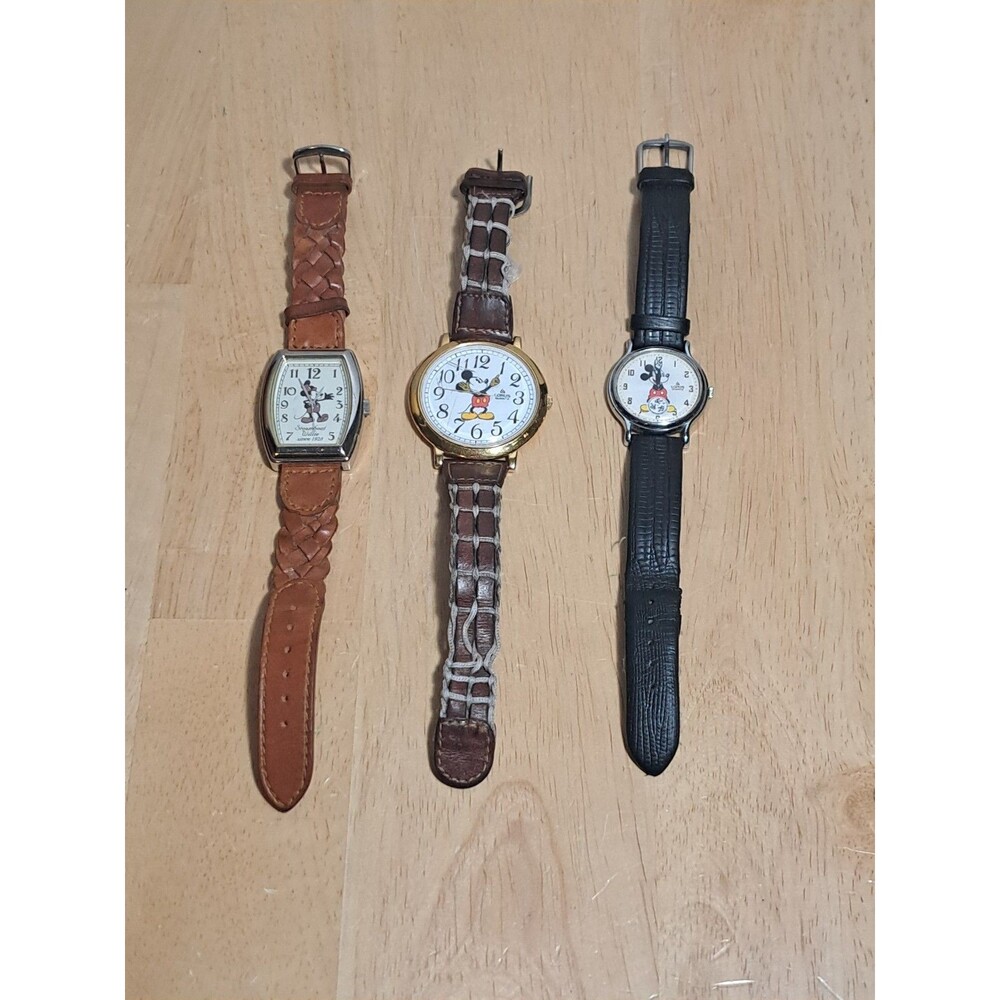 Lot 3 Vintage Mickey Mouse Watches Lorus & Steamboat Disney Quartz Parts Repair